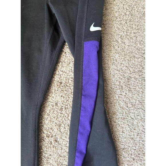 Nike One Crop Mesh Pant Mid Rise Snug Fit Women's M CJ1816 Tight Black Purple - Picture 4 of 9